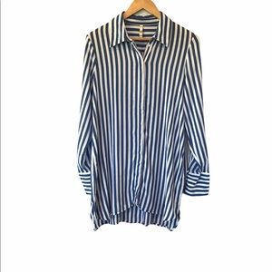 Zara Trafaluc striped tunic length button down L